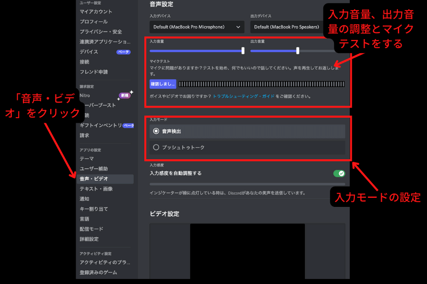 画像⑥：Discord(ディスコード)使い方「音声設定」